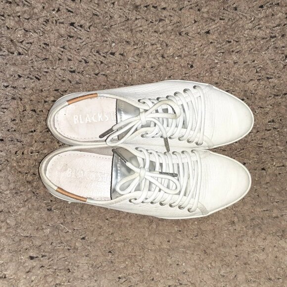 BLACKSTONE NL-49-White/Silver Nubuck/Patent Leather Sneakers-Sz 37-Excellent - Picture 7 of 8